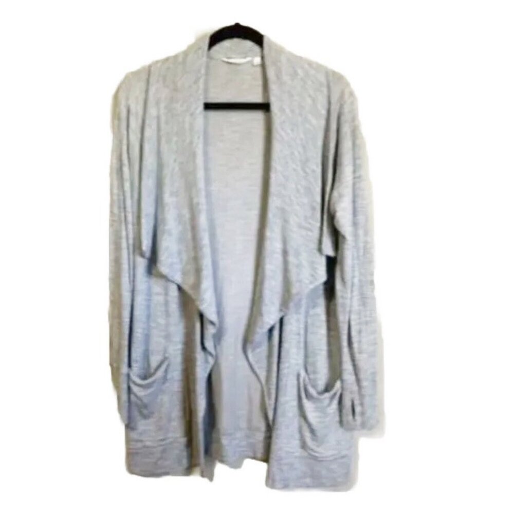 Athleta Womens Gray Studio Wrap Cardigan Medium Long Sleeve Thumbhole Athleisure